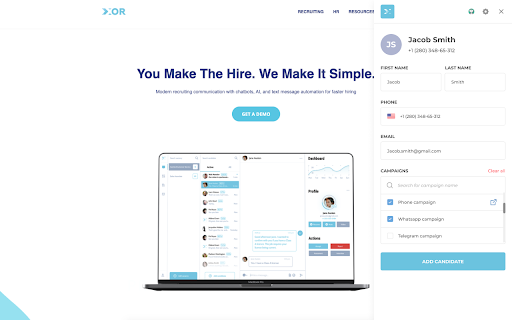 XOR - Chrome Extension: Efficient Recruiting with Innovative Tools