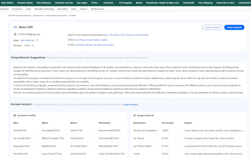 Skieer VOC - Chrome Extension: Amazon Product Review Analysis Platform
