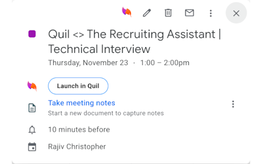 Quil - Chrome Extension: Automated Note-Taking for Seamless Interviews