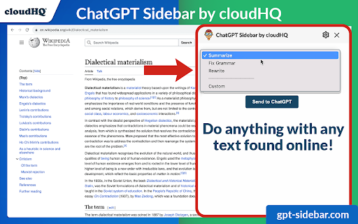 ChatGPT Sidebar by cloudHQ: AI Assistant for Browsing Enhancement