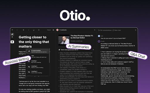 Otio - Chrome Extension: AI Platform for Summarizing Content Efficiently