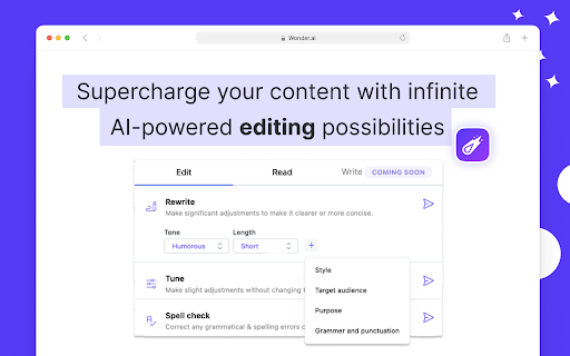 Wonder AI - Chrome Extension : GPT AI Writing Assistant