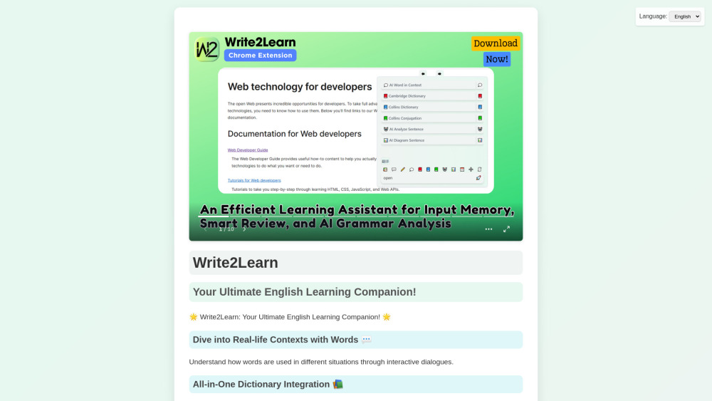 Write2Learn: AI-Powered Tool for Enhancing English Vocabulary Skills