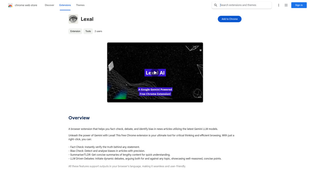 Lexal Gemini Extension: Critical Thinking & Efficient Chrome Browsing Tool