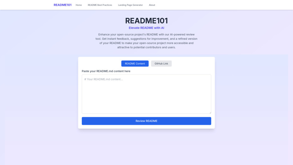 README101 : AI-Powered README Enhancement Tool for Elevated Docs