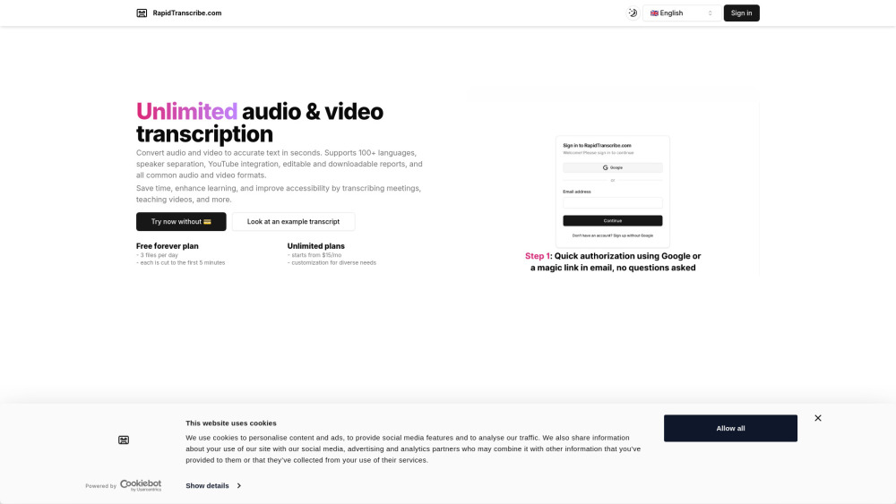 RapidTranscribe: AI Audio & Video Transcription - Fast & Accurate Results