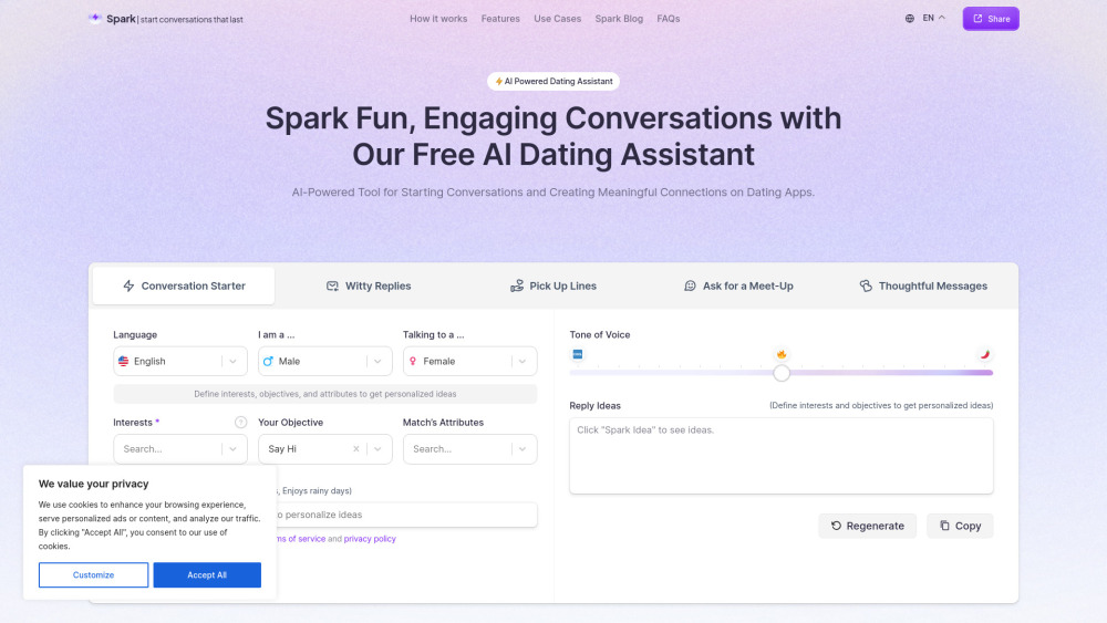 withSpark AI: Fun, Engaging Dating Assistant for Online Conversations