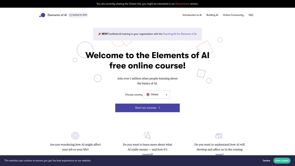 Elements of AI: Free Online AI Education for Non-Experts and Beginners