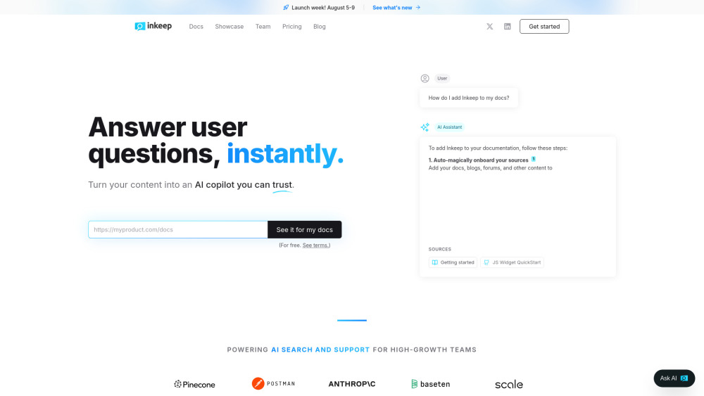 Inkeep: AI Chatbot Transforms Documents into User Support Tools