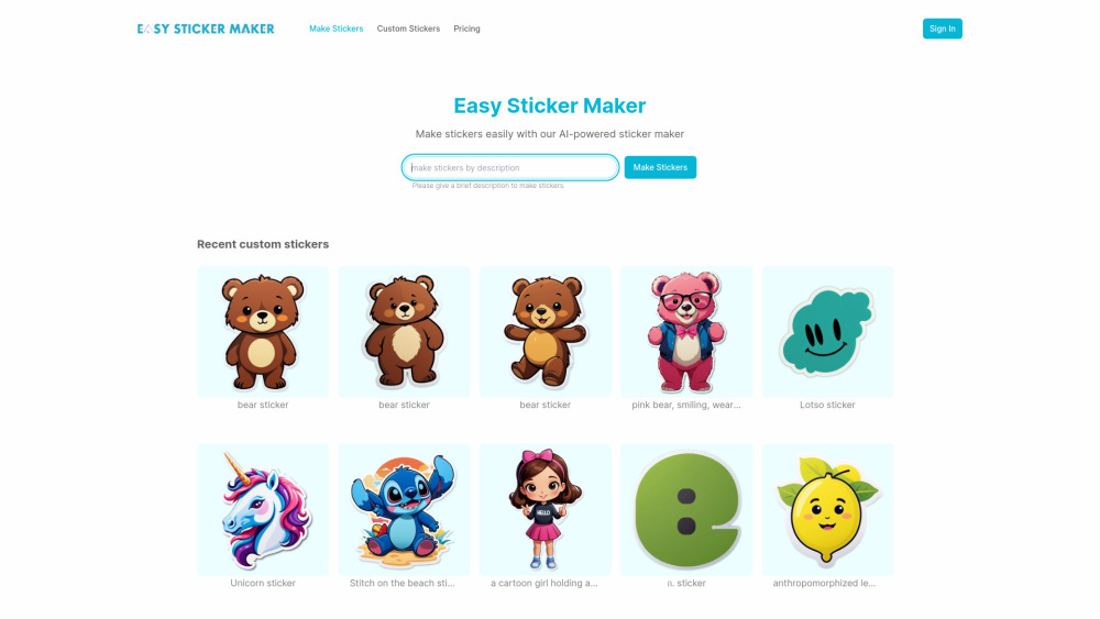 Easy Sticker Maker: AI Tool for Quick & Easy Custom Sticker Creation