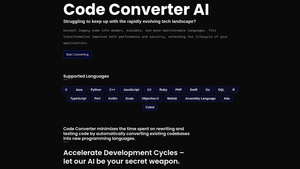 Code Converter AI: Convert Legacy Code to Modern Languages Easily