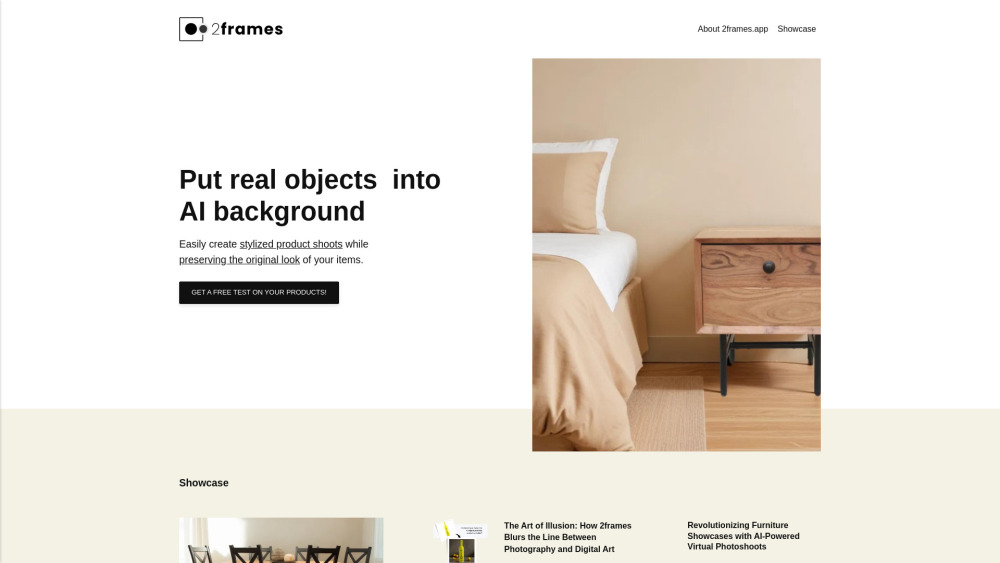 2frames.app : AI-Enhanced Stylized Product Photoshoots with Backgrounds