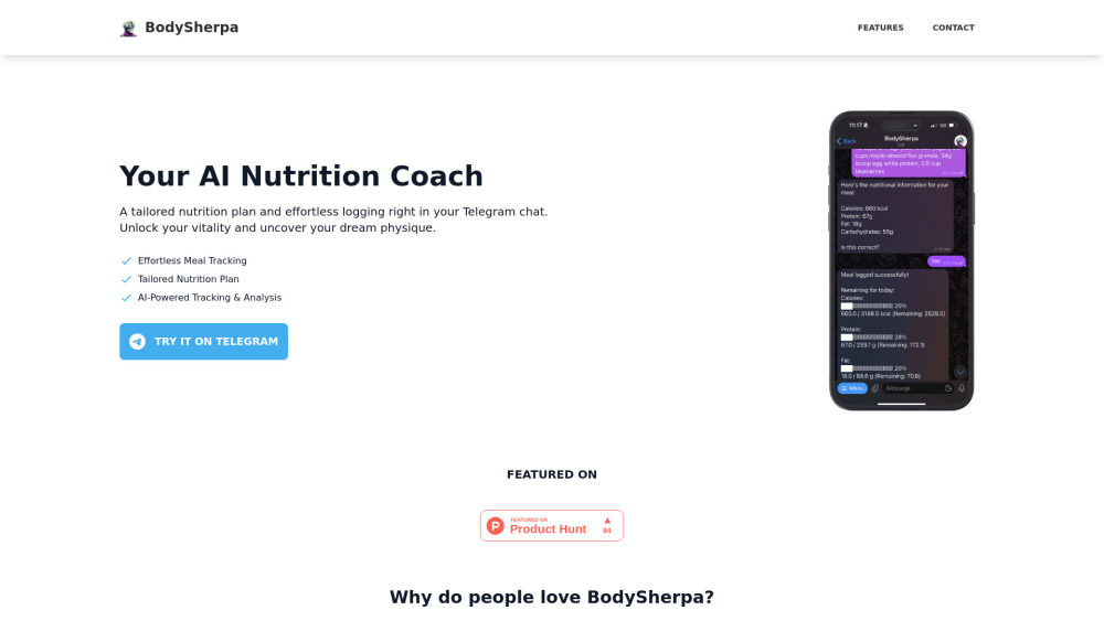 BodySherpa: AI Nutrition Coach - Custom Meal Plans & Tracking