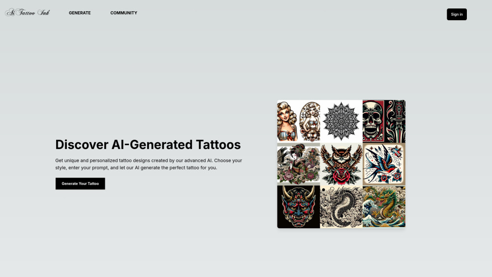 AiTattoo Ink: Custom AI-Generated Tattoo Designs for Unique Body Art