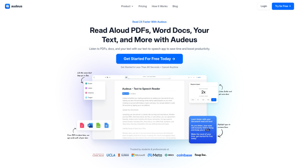 Audeus: Text-to-Speech, Use Cases, Pricing, Features, Reviews