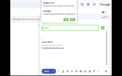 Rubin Propel - Chrome Extension: Pro Email Writing with Guided Form