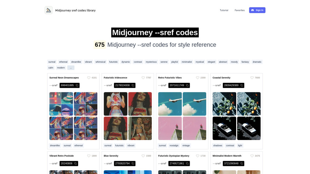 Midjourney Sref Code Library: Collection of Style Codes for Art