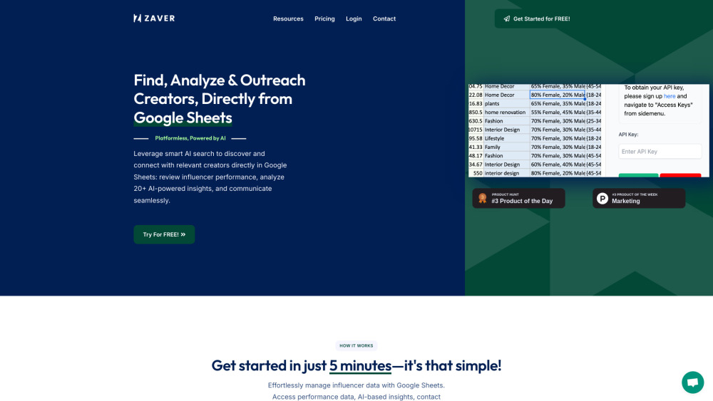 Zaver: Influencer Marketing Tool for Google Sheets Users