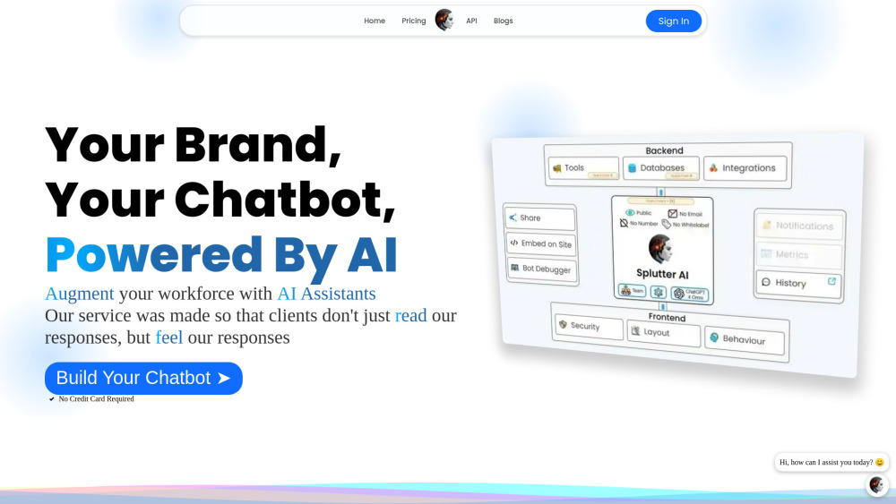 Splutter AI: Modular Platform for Customizable AI Chatbots Across Channels