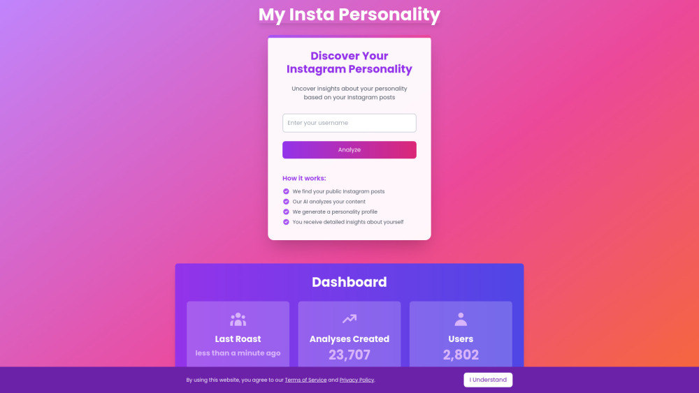 My Insta Personality: AI Tool for Instagram Personality Insights Analysis