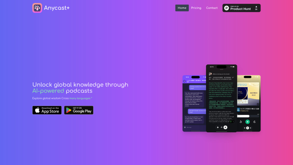 Anycast+ : AI Podcast App for Global Listening & Interactive Features