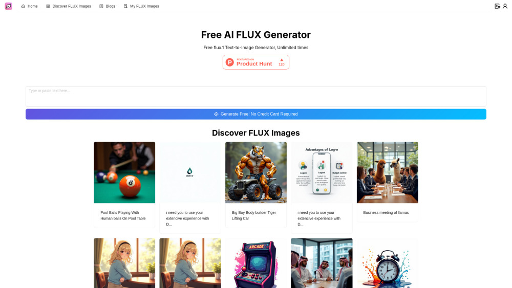 Free AI FLUX Generator: Unlimited Free Text-to-Image Creation Website