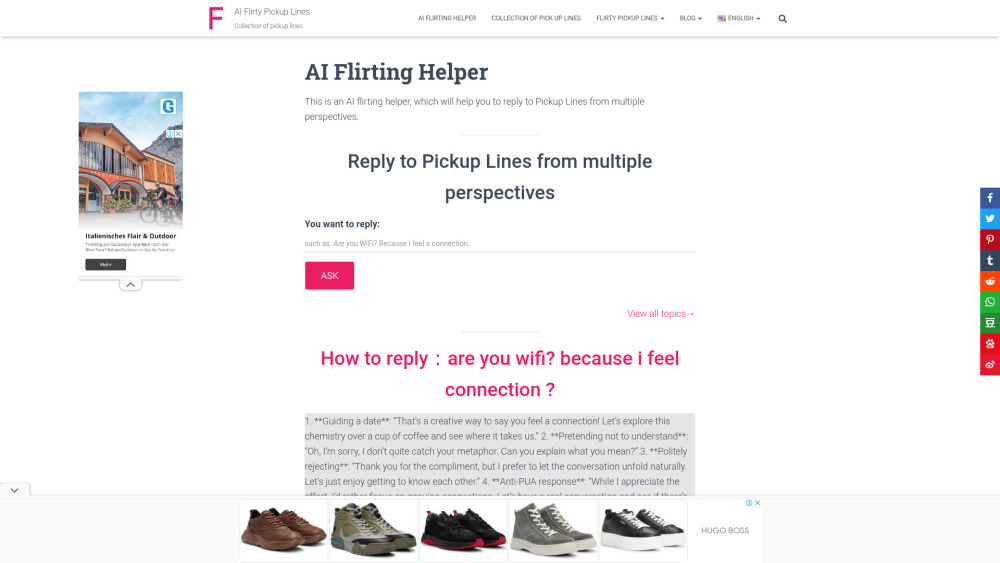 AI Flirting Helper: Reply to Pickup Lines & Suggest New Ones