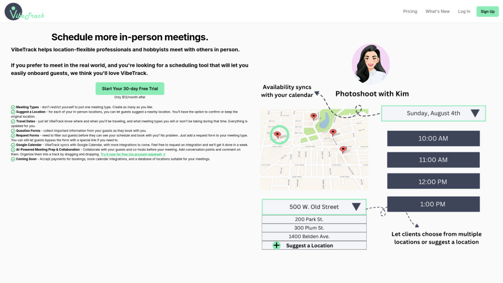 VibeTrack: In-Person Meeting Scheduler with Virtual Options Available