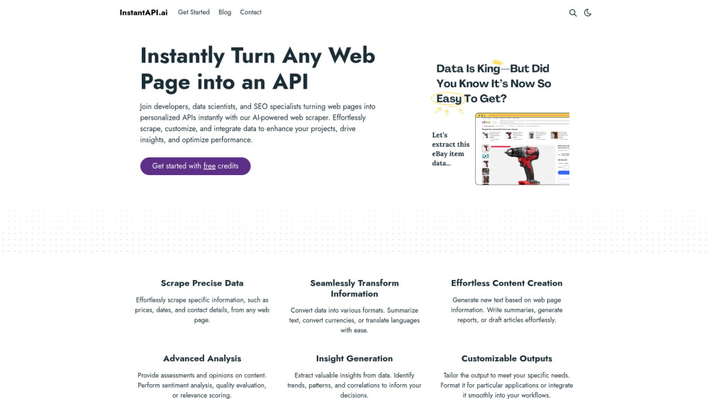 InstantAPI.ai: AI-Powered Web Scraper for Structured Data Extraction