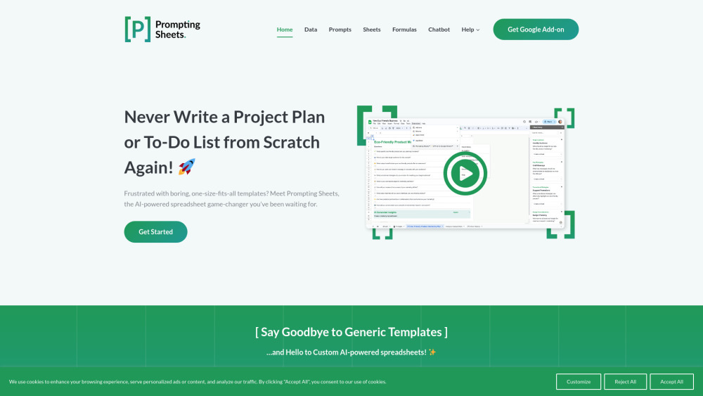 Prompting Sheets: AI-Powered Add-On for Customized Project Planning