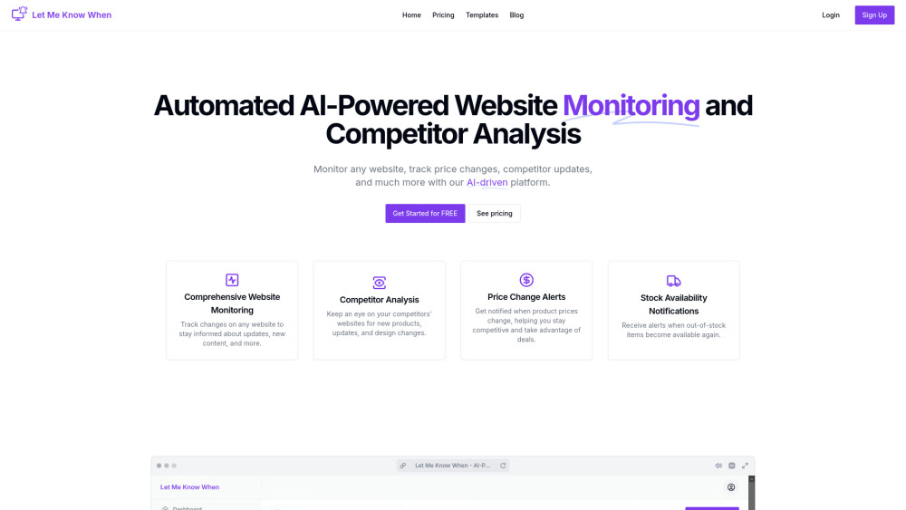 Let Me Know When: AI Website Monitoring Tool for Changes & Alerts