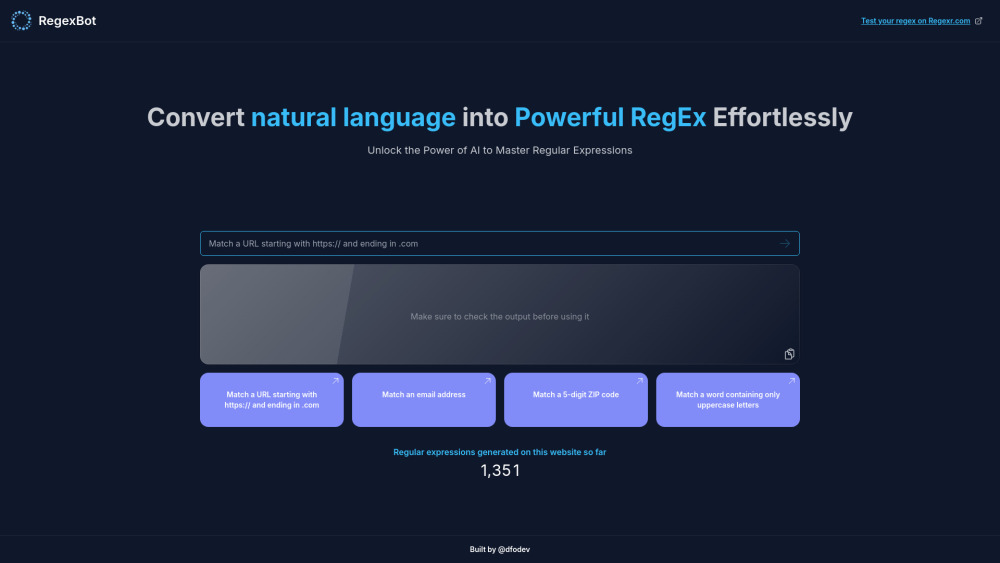 RegexBot: Convert Natural Language to Regular Expressions with AI