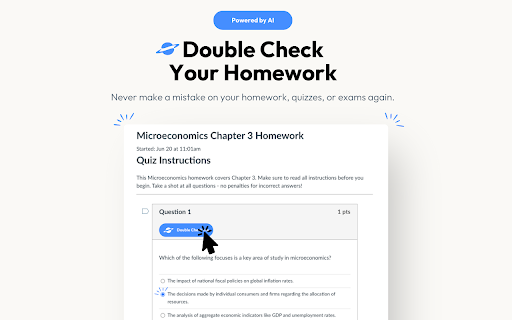 Double Check - Chrome Extension: AI Homework Solver for Accurate Answers