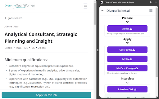 DiverseTalent - Chrome Extension: Job Platform & Interview Prep Tool