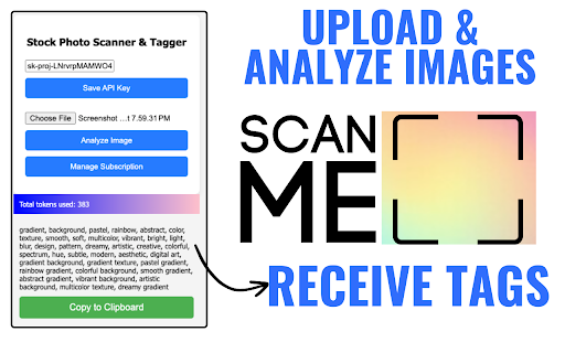 Scanner Tool - Chrome Extension: Time-saving Keyword Generation for Photos