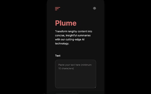 Plume - Chrome Extension: Efficient Text Summarization & Content Extraction