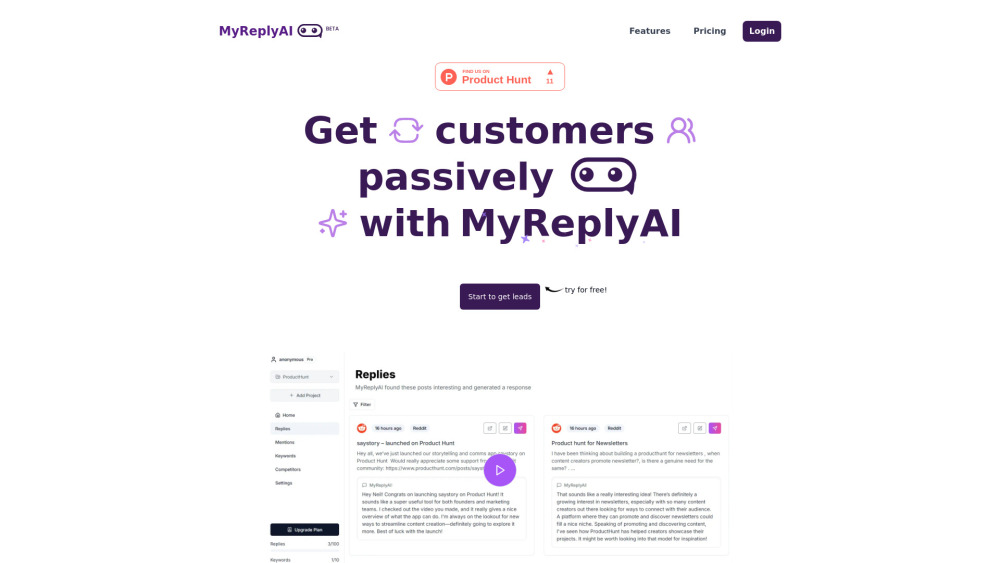 MyReplyAI: AI Tool for Passive Customer Acquisition via Social Marketing