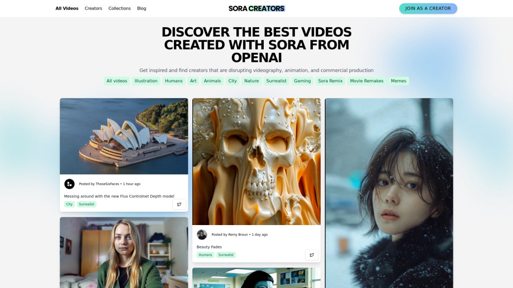 Sora Creators: Platform for Trending AI Videos Powered by OpenAI