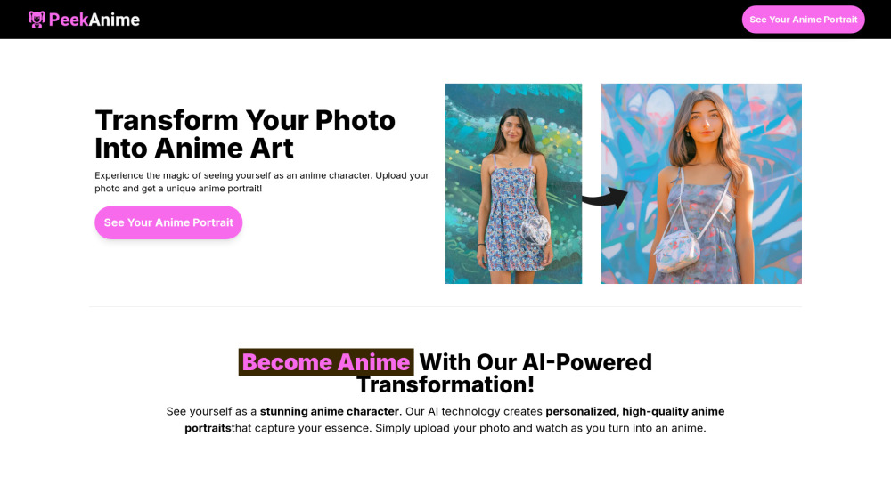 PeekAnime: Transform Photos into Unique Anime Portraits with AI