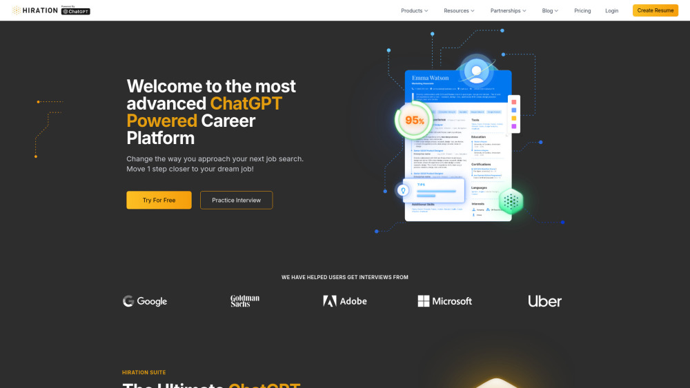 Hiration: AI-Driven Resume Platform - Create & Optimize Professional CVs