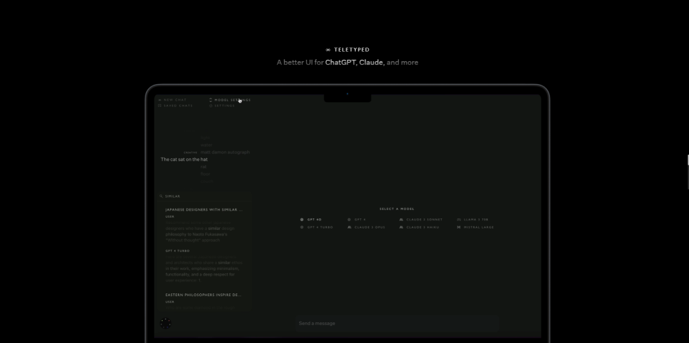 Teletyped: Enhanced UI for ChatGPT, Claude & more with advanced tools