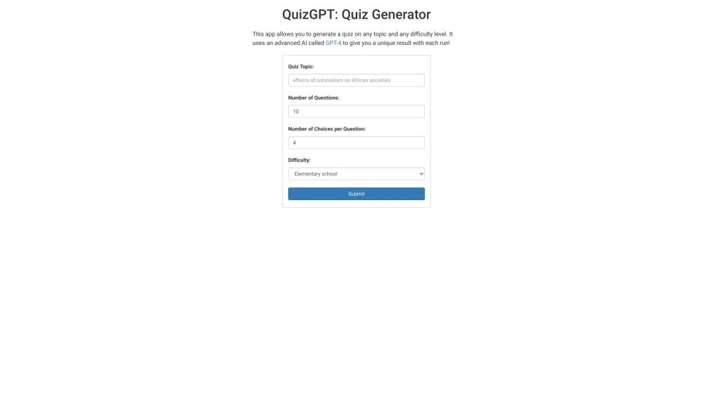 QuizGPT: Classroom Quiz Generator - Custom GPT-4 Powered Quizzes for Education