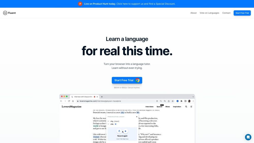 Fluent: Effortless Language Learning with AI-Powered Browser Integration