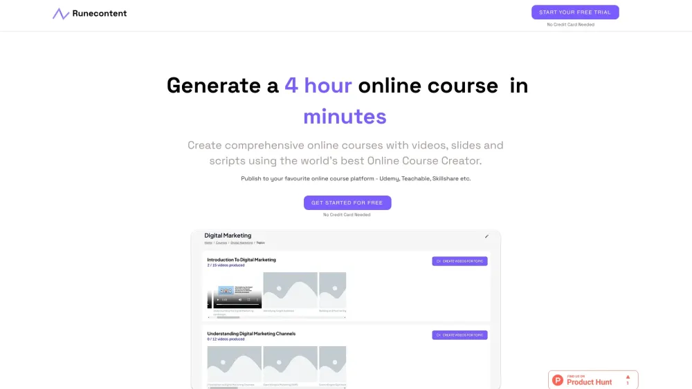 Rune Content | AI Course Maker: Online Course Creation with AI