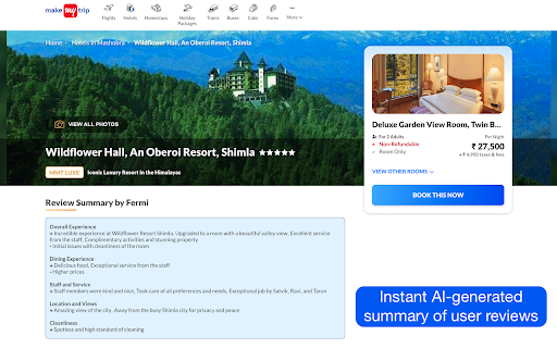 Fermi - Summarise Reviews on MakeMyTrip: AI Assistant