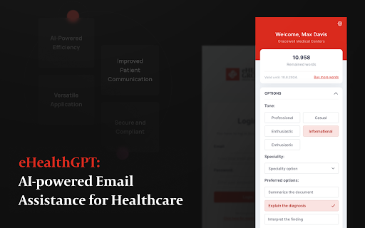 eHealthGPT - Chrome Extension: Healthcare Email AI Assistant