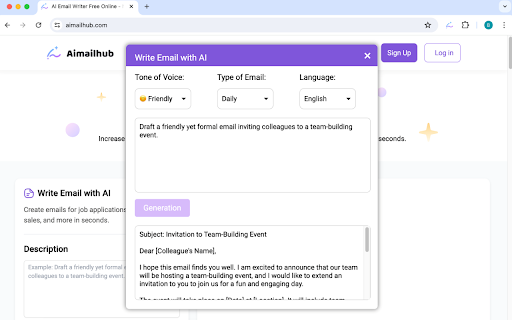 Aimailhub - Chrome Extension: AI-Powered Email Generation Plugin