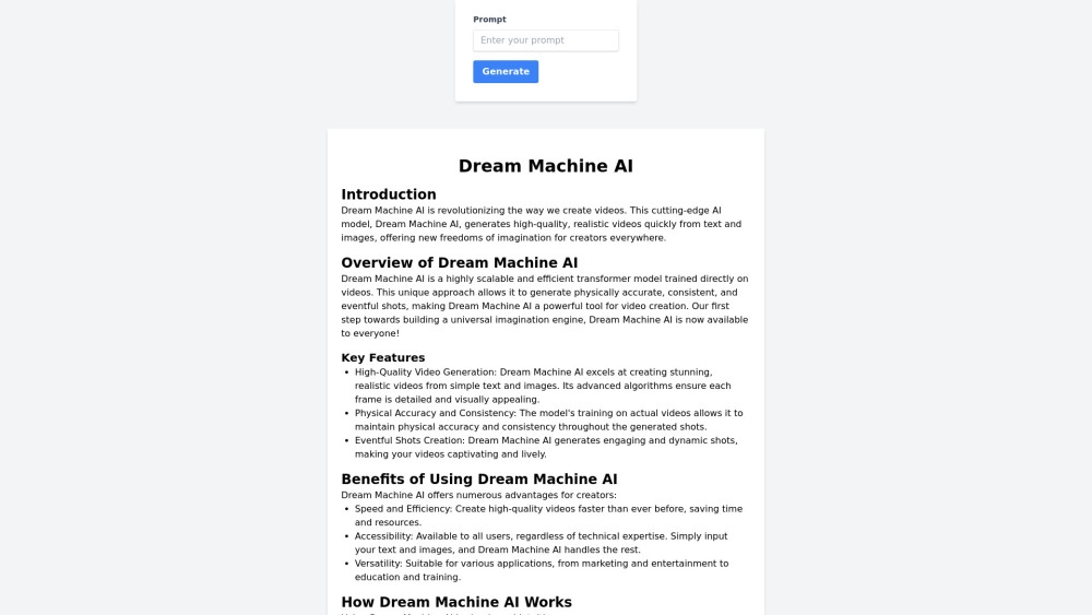 Dream Machine AI : AI Video Generator for High-Quality Videos