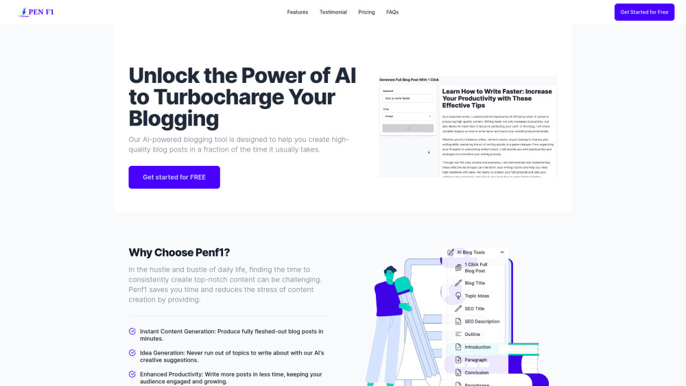 Penf1 AI Blog Assistant: Fast, High-Quality Blog Posts