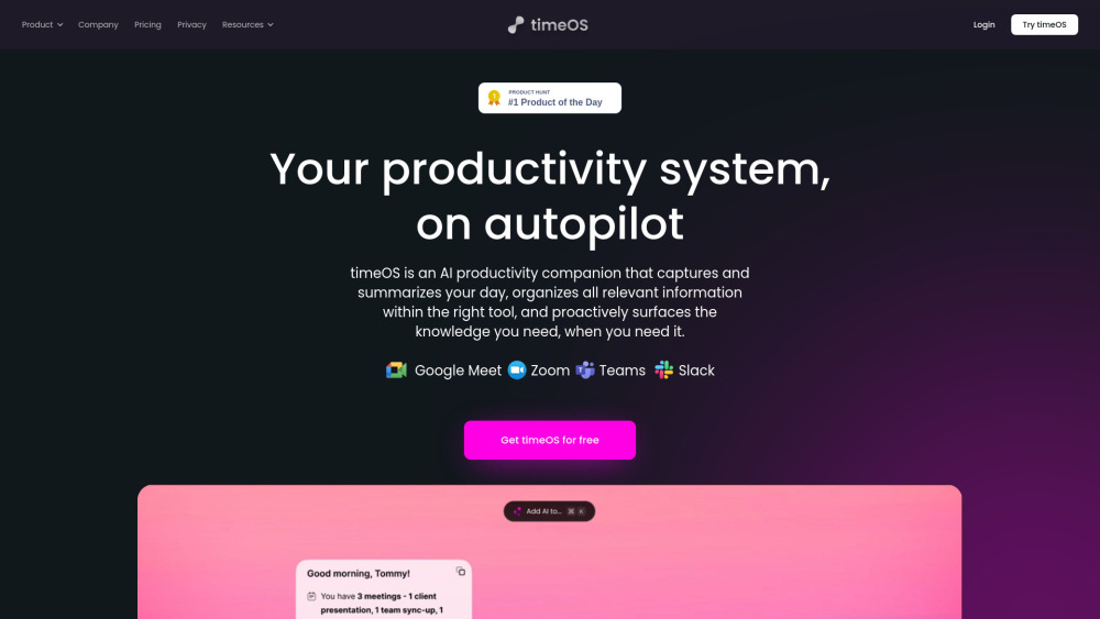 timeOS : AI-Powered New Tab for Efficient Meeting Preparation